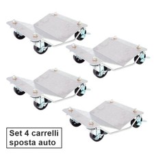 Set 4 carrelli sposta auto sotto ruota sottoruota carrello posizionatore 680 kg.