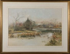 S. Sykes - Early 20th Century Watercolour, River Scene, Sheffield