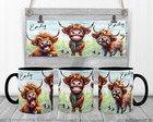 Highland Cow Funny Faces Tea Coffee Mug, Personalised Funny Gift, Birthday