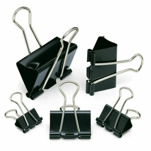 12 x 15mm,19mm,25mm,32mm,41mm,51mm Black Bulldog Foldback Clips Metal Binder - Picture 10 of 12
