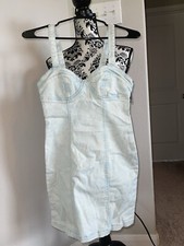 NWT Forever 21 I Love H81 Bow Denim Dress Sz S DISCONTINUED