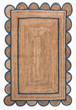 Scallop Rug Natural Handmade jute Rectangle Carpet Home Decor Living  Area Rug
