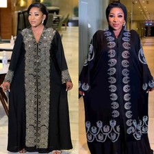 Afircan Women Muslim Dashiki Maxi Dress Evening Kaftan Dubai Gowns Ramadan Gown
