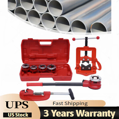 Pipe Threader Ratchet Typeand5 Dies Set Pipe Cutter Threading Tool 1/2'' Up to 2''