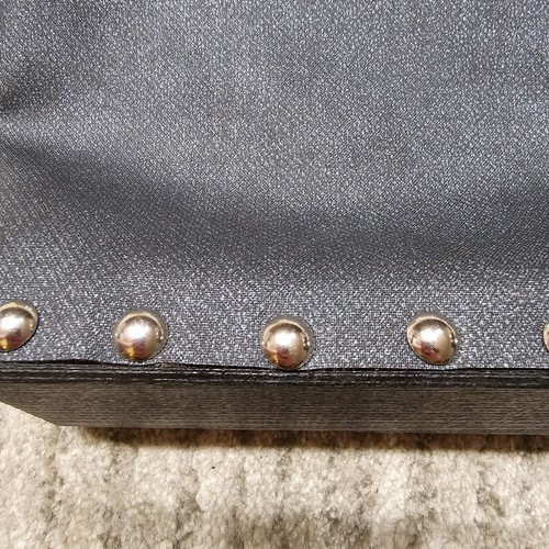 Hardware by Renee Dark Gray vinyl purse, cable wire handles, hard/solid bottom - Picture 2 of 9