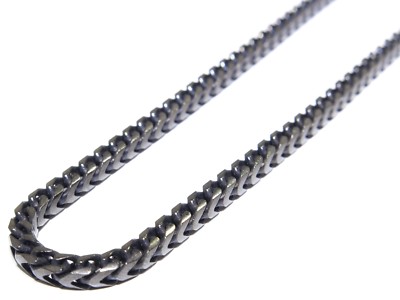 Mens Silver W/ Black PVD Franco Link Fancy 63.0 Gram Necklace Chain 3.68mm 