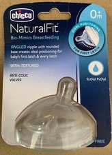 Chicco NaturalFit Nipple 0M Angled Slow Flow I-pack BPA-free Baby Bottle-NEW