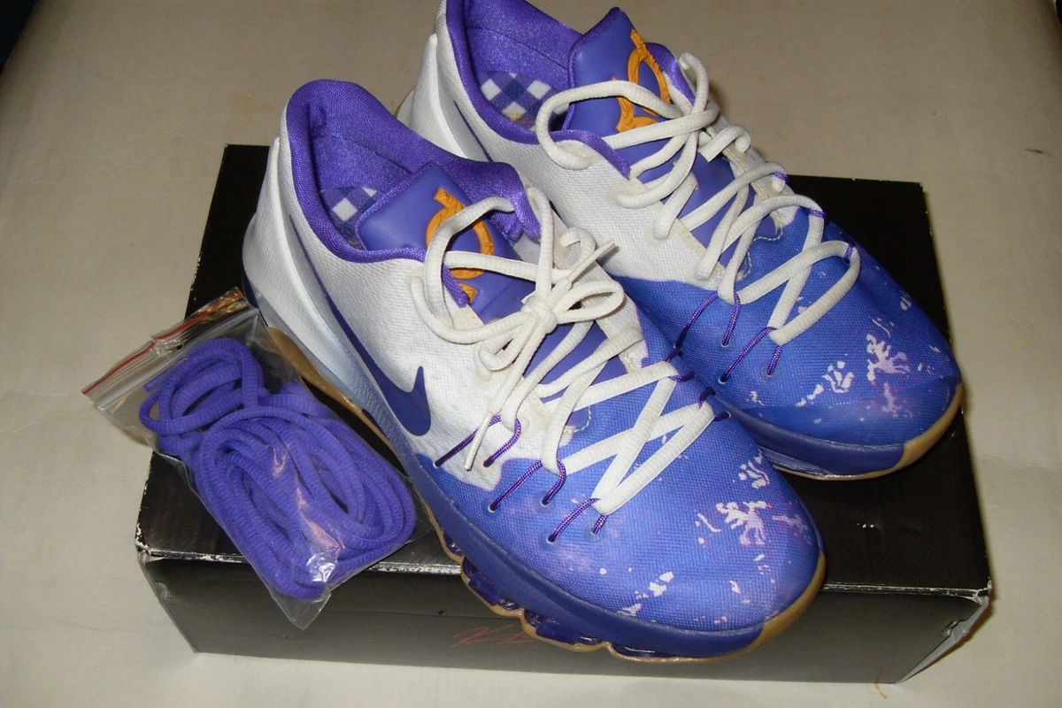 Nike KD Kevin Durant 8 QS GS Shoes 6y White Purple 846228 100
