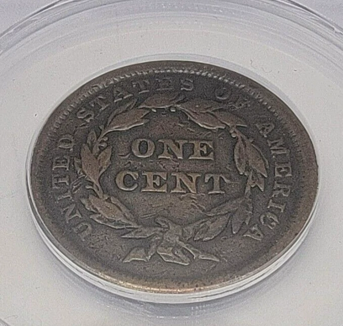 1842 SM Date Large Cent VF 30 Details Burnished Damaged ANACS N-2C Fresh! - Image 3 of 4