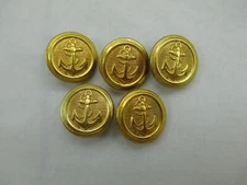 Lot of 5 Vintage Brass Navy Style Merchant Marine Anchor Buttons 18.9mm 384E