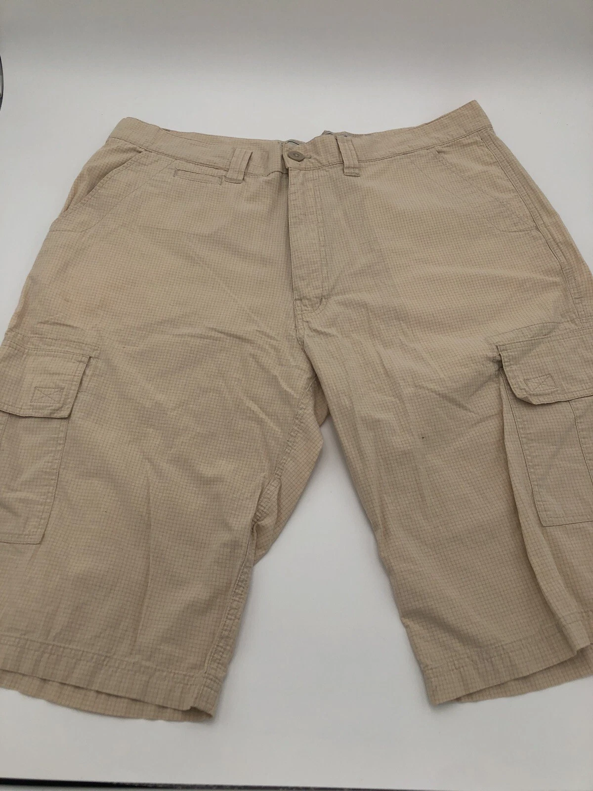 Avirex Men 38 khaki/tan checked 100% Cotton Cargo Shorts