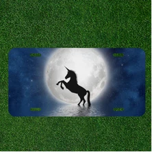 Custom Personalized License Plate Auto Tag With Unicorn On Water By Moon Art