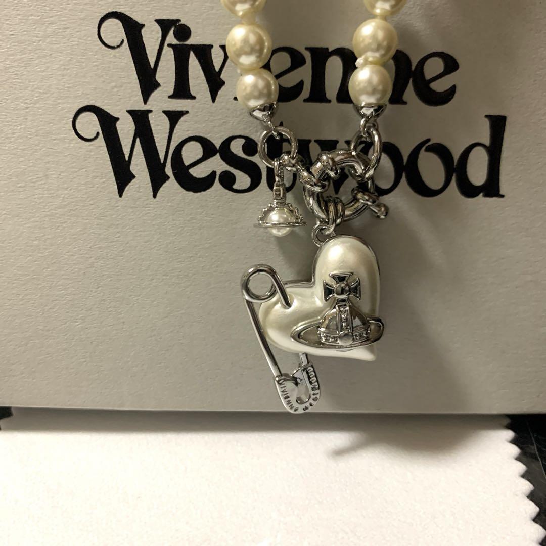 Vivienne Westwood Orietta Pearl Necklace Heart Silver IN BOX Vivienne Westwood Orietta Pearl Necklace Heart Silver IN BOX
