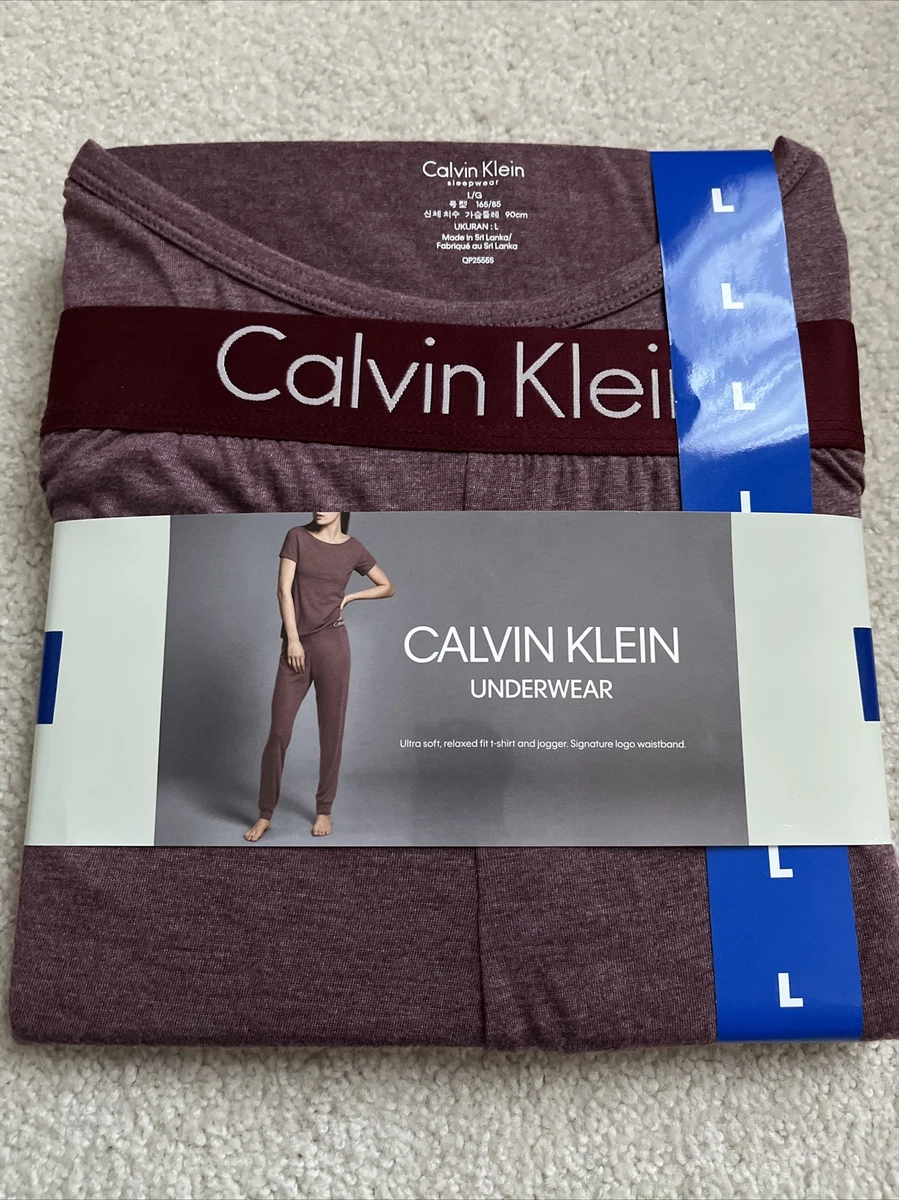 NWT Calvin Klein Underwear Ladies 2 Pieces PJ Set ( Burgundy, Large)