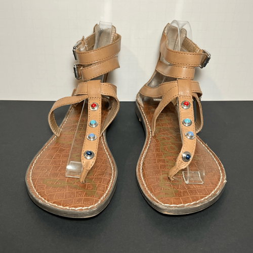 Womens SAM EDELMAN Genevive T Strap Zip Up Studded Sandals / Size 9 Medium - Picture 2 of 8