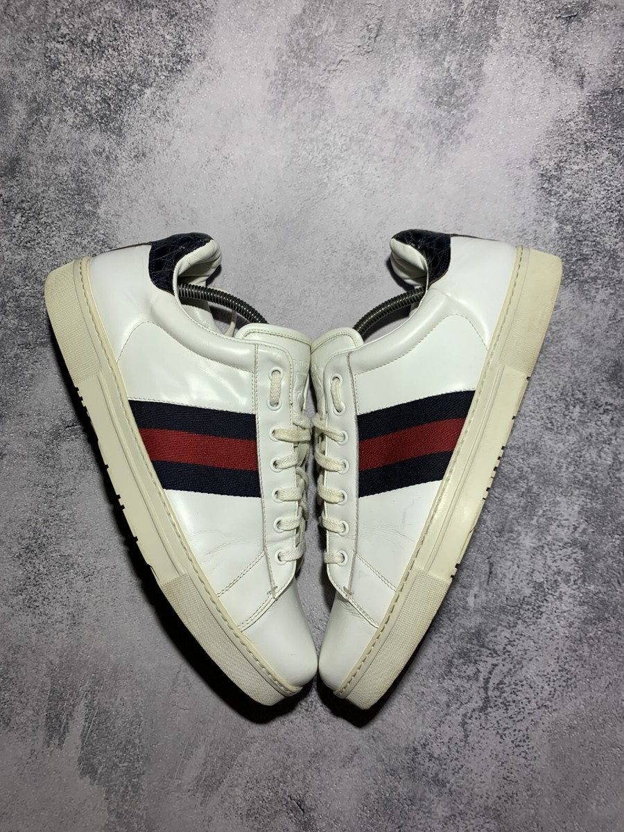 Mens Gucci Ace Leather Sneakers White Size 9 Authentic  display picture 2