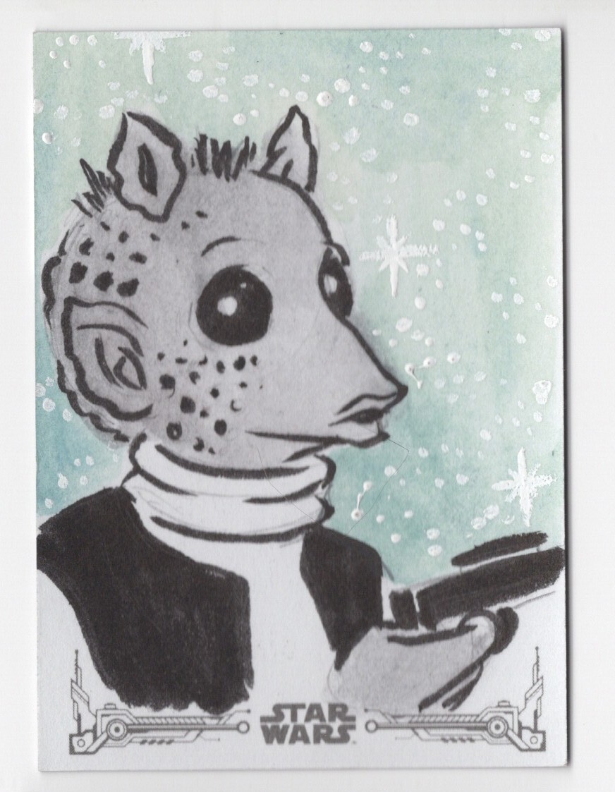 Greedo Topps Star Wars A New Hope Black & White Sketch Card Greedo Topps Star Wars A New Hope Black & White Sketch Card