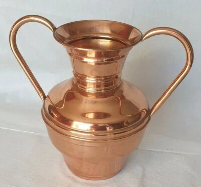 Vase avec anse en cuivre Villedieu L. Lecellier 27,5 cm de haut - Photo 1/4