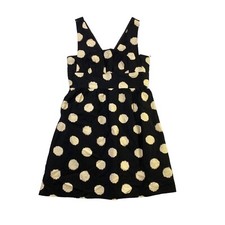 LOFT Womens Size 4 Petite Black White Polka Dot Print Retro Short Cotton Dress