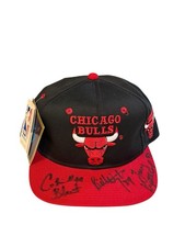 Vintage 90  s Chicago Bulls Snapback Cap Hat With Signatures New With Tags 