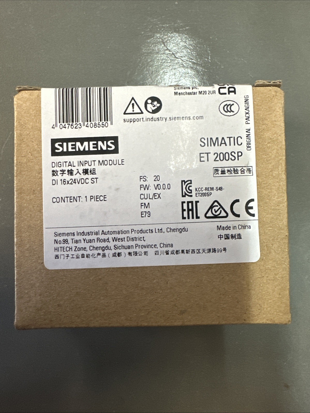 Module ET 200SP DI 16x 24V DC ST Siemens 6ES7131-6BH01-0BA0 pour developper les lignes d'usine