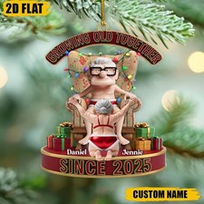 Funny Up Couple Ornament - Custom Name Year - Naughty Xmas Gift for Her/Him