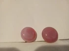 Vintage Haskell Signed Gold Tone Pink Round Clip On/ Screw Earrings 1 In Pretty