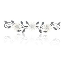 Metal Wall Art Modern Minimalist Metal Flowers Indoor Decor Horizontal white