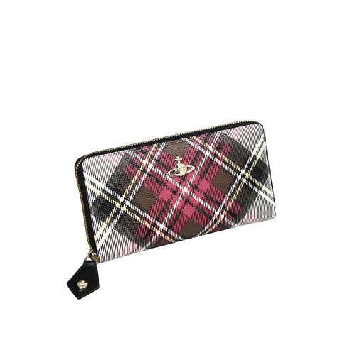Vivienne Westwood Round Zipper Long Wallet Orb Check Pattern Leather Multico
