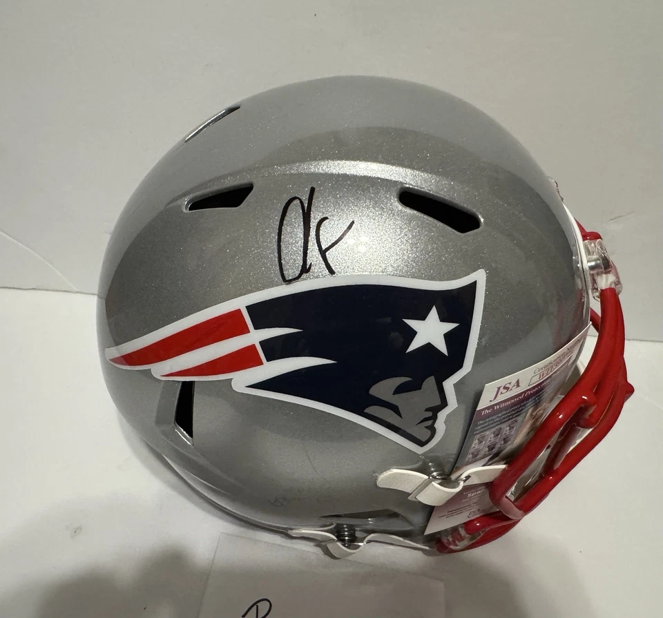 Casco Chad Johnson Ochocinco NFL New England Patriots casco tamaño completo JSA Foto 2 de 4