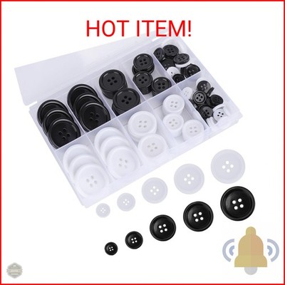 100 Pcs Premium Mixed Resin Sewing Buttons, kidoom Eco-Friendly 4-Hole Craft But