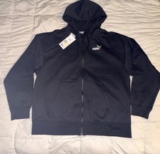 PUMA Essentials Logo Comfort Full Zip Hoodie Womens Black Casual Athletic Size S