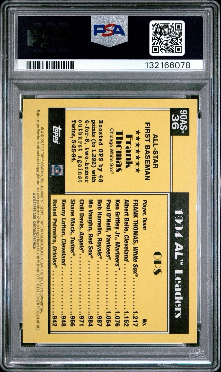 2025 Topps Frank Thomas 1990 NNOF All Star No Name On Front /35
