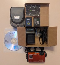 Nikon Coolpix AW110 Waterproof Digital Camera w/ GPS Wifi Charger Batteries SD