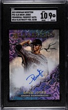 2023 Bowman Inception Druw Jones #PPA-DJS Gold Electricity Foil SGC 9 Auto 10