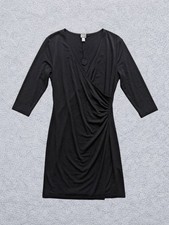 Chico's Travelers Dress XL 3 Black Rosemary Wrap Acetate Classic Career Business