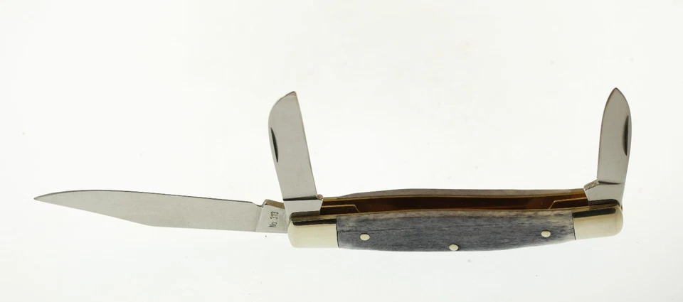Cuchillo de colección Browning Alemania 313 hueso azul 3 hojas plegable junta deslizante 3 15/16" Foto 2 de 4
