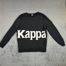 Kappa Sweatshirt Mens Large Black White Logo Long Sleeve 1816