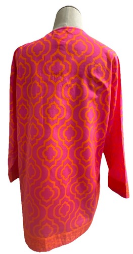 Damen Tunika Gr. L rosa/orange karibisch Joe geometrisch V-Ausschnitt 3/4 Arm Urlaub - Bild 3 von 15