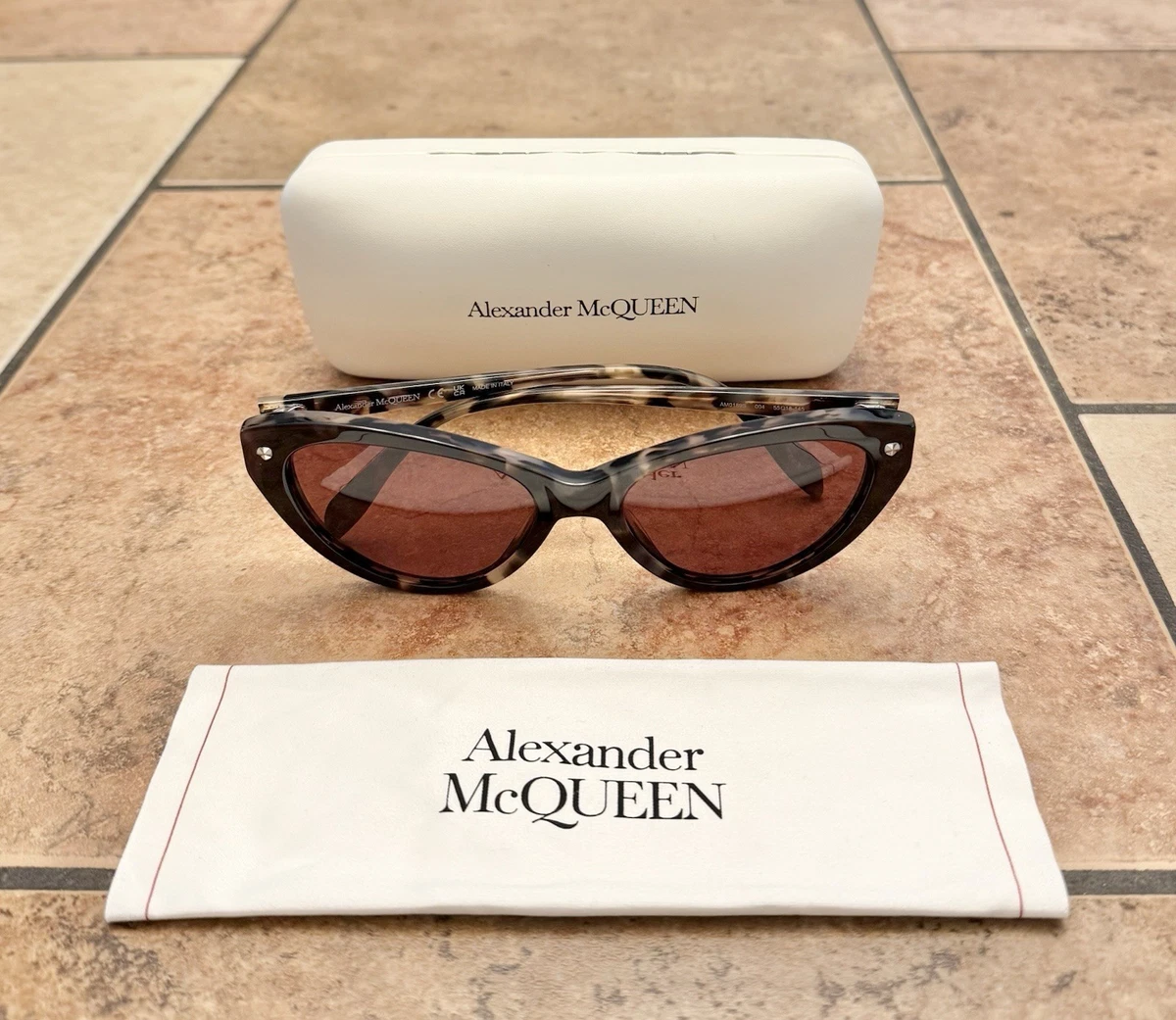 Alexander McQueen Womens Sunglasses AM0210SA 002 Gold And Violet Alexander McQueen Women main image 3