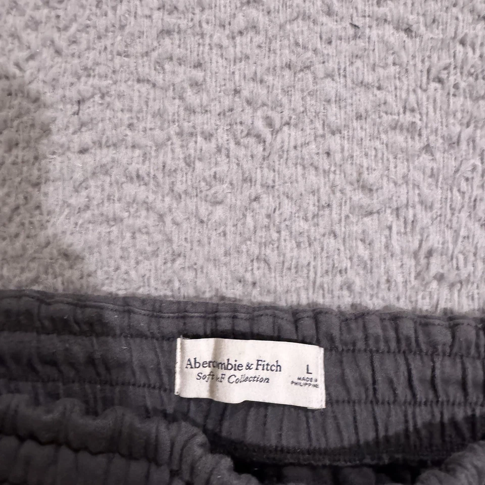 Pantalones deportivos Abercrombie & Fitch para hombre grandes grises acolchados de vellón suaves A&F Foto 3 de 4