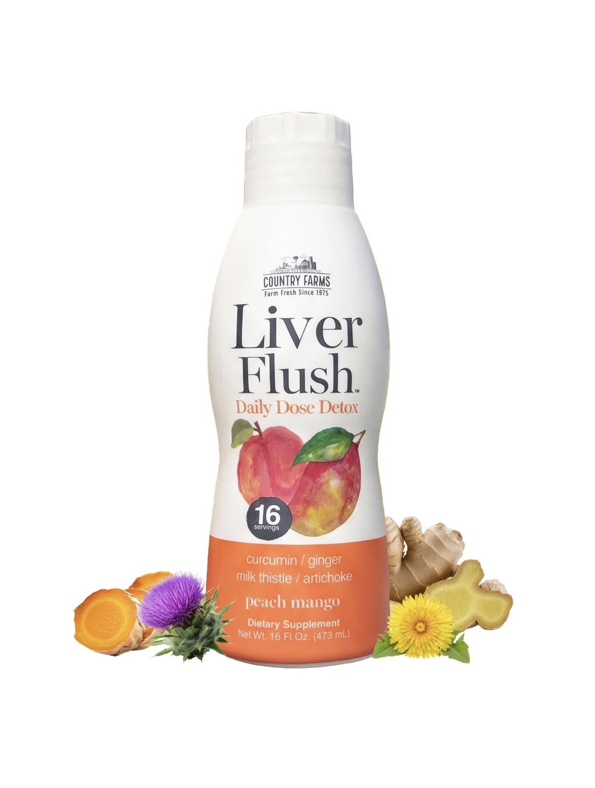 Liver Flush Daily Dose Detox Liquid Supplement – Peach Mango Flavor – Liver &...