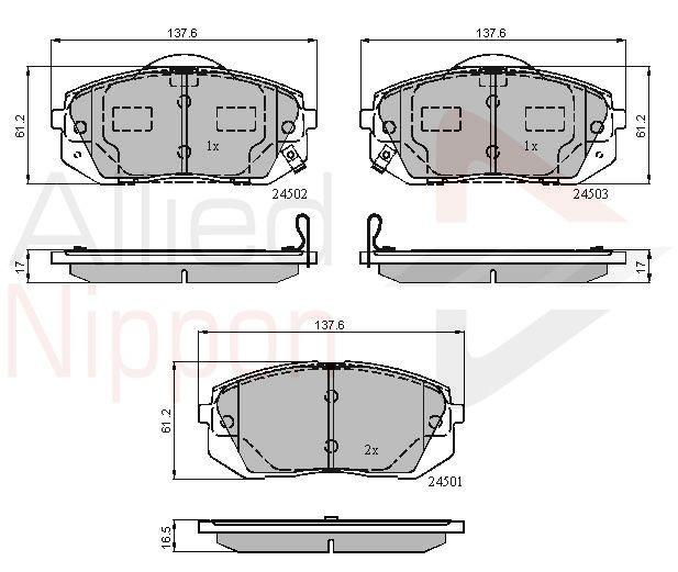 Brake Pad Set For Disc Front Fits Hyundai ix35 Kona Kia ALLIED NIPPON ADB31768