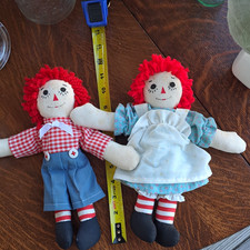 Raggedy Ann Andy 12in Cloth Rag Doll Lot 2 Red Curly Yarn Hair Soft Body