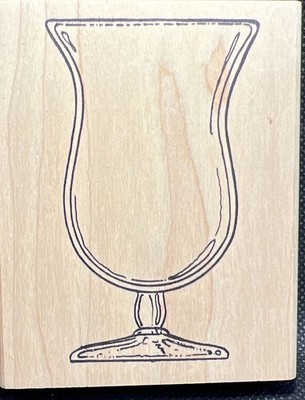 Hippo Heart TULIP GLASS Stemware Beer  DRINK Wood Mount Rubber Stamp Oktoberfest
