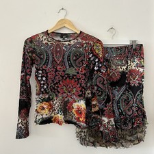 Roberto Cavalli Vibrant Floral Print Ruffle Top And Skirt Fairycore Set Y2K Rare