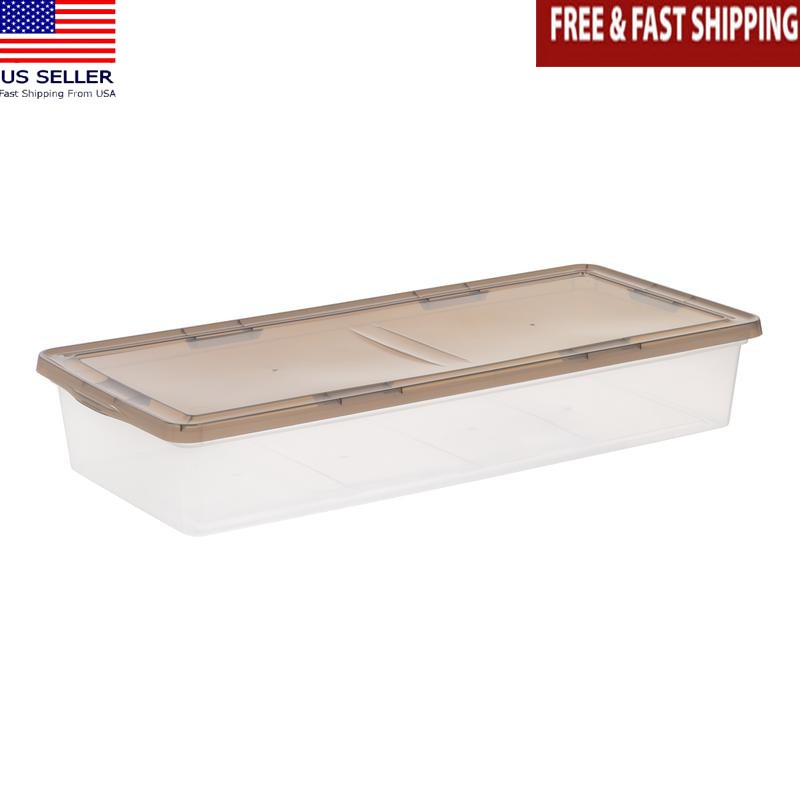 Clear Stackable Underbed Storage Bins with Lids - Durable Plastic Organizers-image