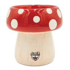 Mushroom Elevated Cat Bowl - Ceramic Raised for Food, Water - Red