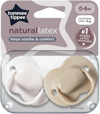 Tommee Tippee Cherry Latex Dummy 0-6 Months Pacifier White and Beige Pack