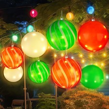 8 Pcs Large Christmas Ball Ornaments Light Up 6 Inch Plastic Hanging Bulbs Li...